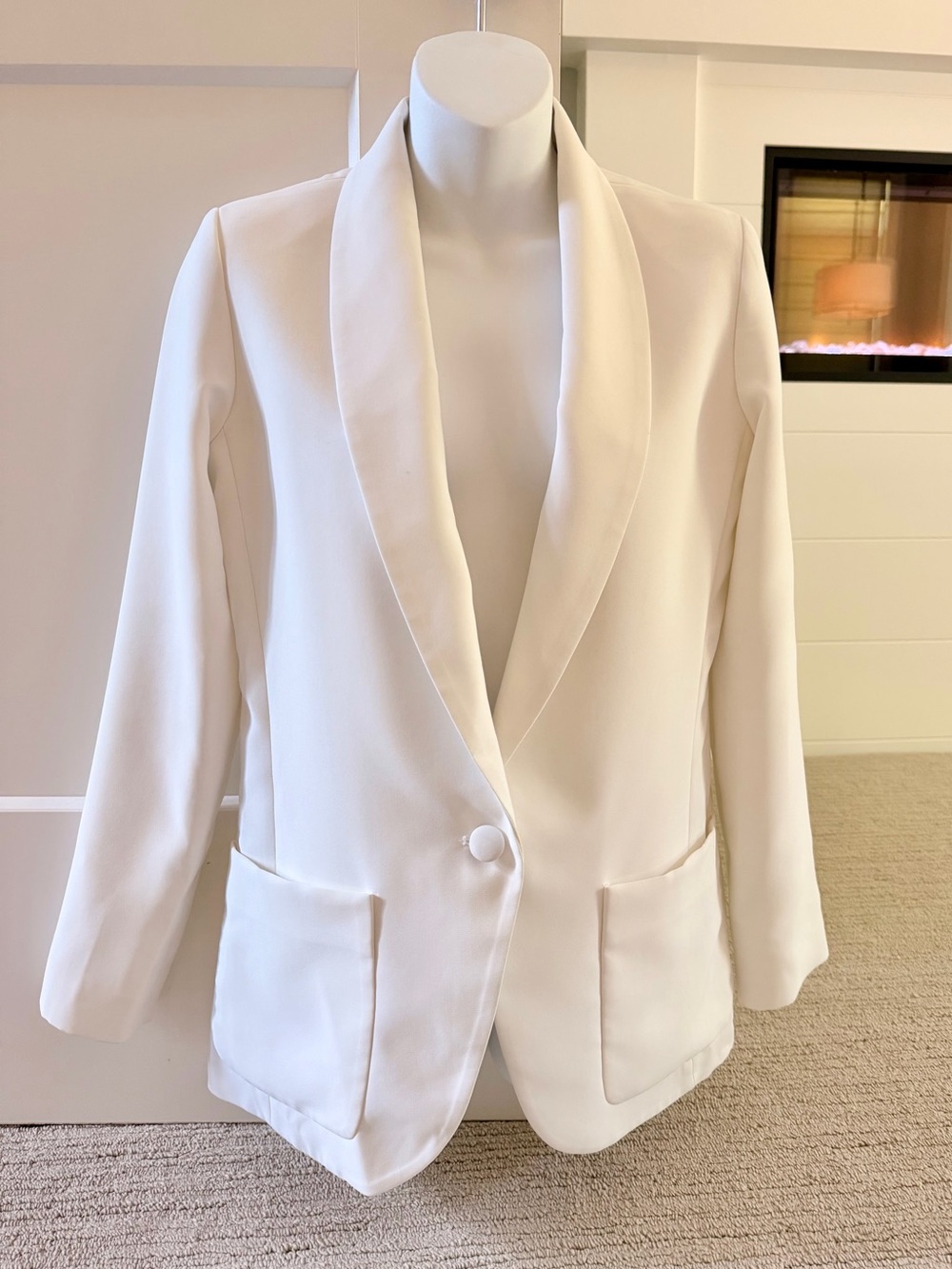 AMANDA UPRICHARD Classic, Chic Smooth White Blazer Jacket Sz S NEW $264!!